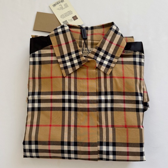 NWT Burberry Satin Stripe Vintage Check Shirt - Picture 2 of 16